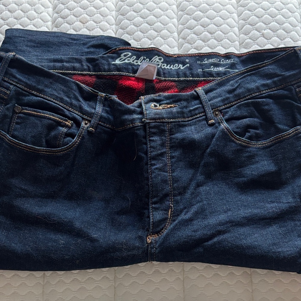 Eddie Bauer Women's Deep Indigo Flannel Lined Jeans